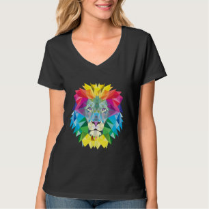 T-shirt Tête de lion géométrique