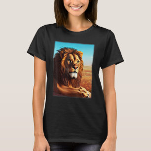T-shirt Tête de lion impression 3D Afrique prédateur avec