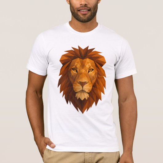 T-shirt Tête de lion polygonale - Conception de puissance (Devant)