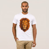 T-shirt Tête de lion polygonale - Conception de puissance (Devant entier)
