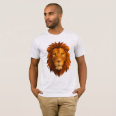 T-shirt Tête de lion polygonale - Conception de puissance (Devant entier)