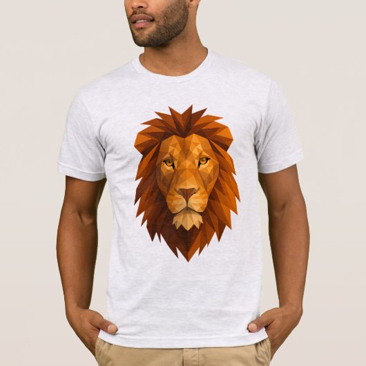 T-shirt Tête de lion polygonale - Conception de puissance (Devant)