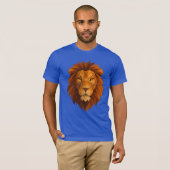 T-shirt Tête de lion polygonale - Conception de puissance  (Devant entier)