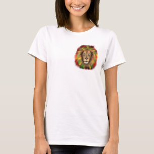 T-shirt Tête de lion rasta rouge jaune vert dessin Jamaïqu