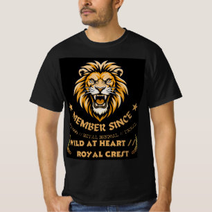 T-shirt Tête de lion rugissant Couronne royale Sauvage à c