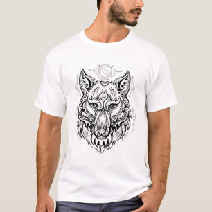 T-shirt Tête de loup aux décorations ethniques