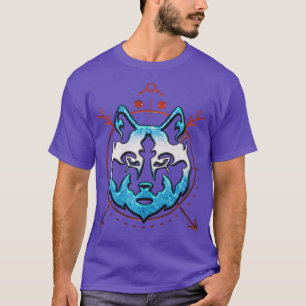 T-shirt Tête de loup de glace Géométrie nordique Viking