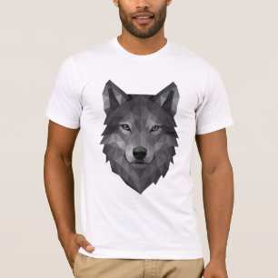 T-shirt Tête de loup géométrique   Art Polygone avec style