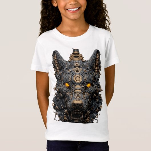 T-Shirt Tête de loup mécanique Steampunk - Robot A Cyberpu (Devant)