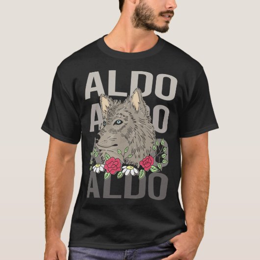T-shirt Tête de loup - Nom Aldo (Devant)