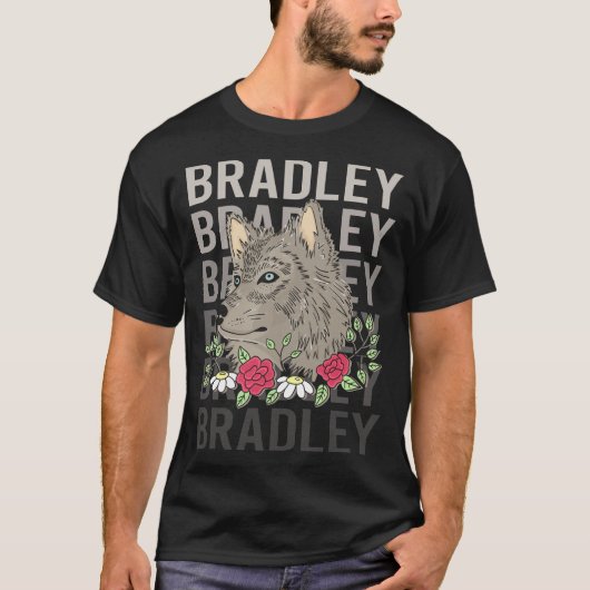 T-shirt Tête de loup - Nom Bradley (Devant)