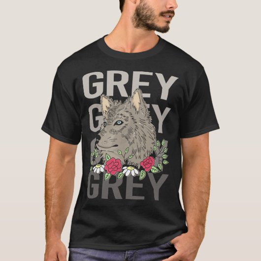 T-shirt Tête de loup - Nom gris (Devant)