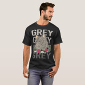 T-shirt Tête de loup - Nom gris (Devant entier)