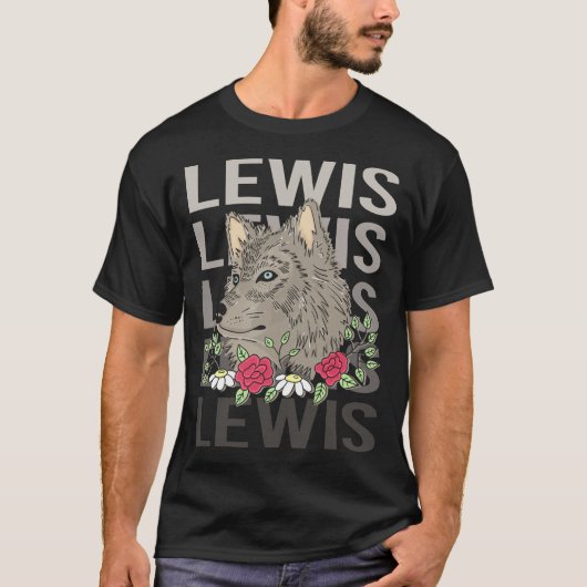 T-shirt Tête de loup - Nom Lewis (Devant)