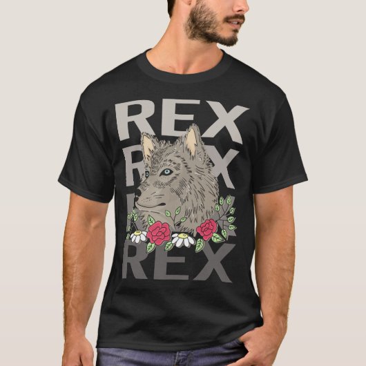 T-shirt Tête de loup - Nom Rex (Devant)