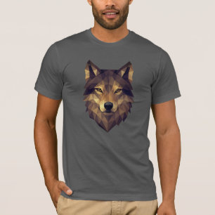 T-shirt Tête de loup polygonale Art géométrique dans les t