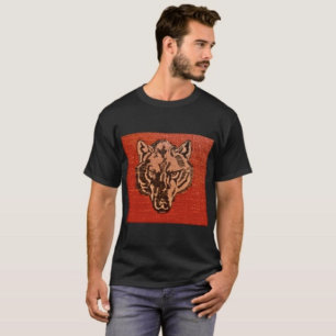 T-shirt Tête de loup sur fond rouge