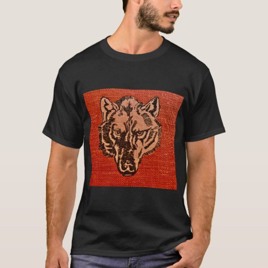 T-shirt Tête de loup sur le rouge (Devant)