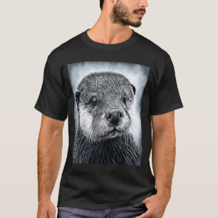 T-shirt Tête de loutre esthétique peinte de visage de lout