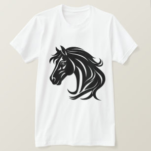 T-shirt Tête de magnifique cheval noir