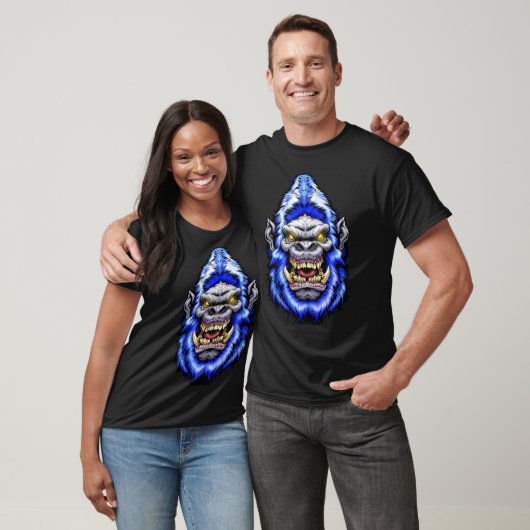 T-shirt Tête de monstre : Big Foot Yeti Sasquatch Blue (Unisexe)