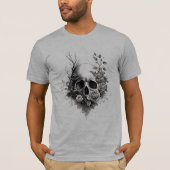 T-shirt Tête de mort avec fleurs et triangle (Devant)
