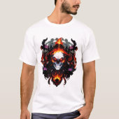 T-shirt tête de mort flamboyante, crane en feu,   (Devant)