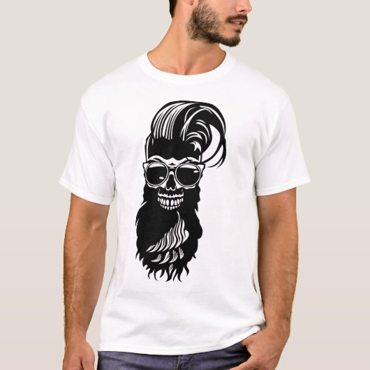 T-shirt tete de mort hipster babre lunette coiffure punk 2 (Devant)