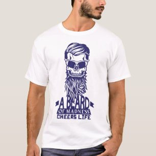 T-shirt tete de mort hipster citation barbe madness cheers
