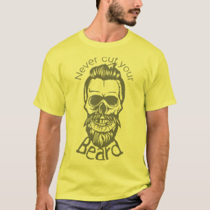 T-shirt tete de mort hipster citation never cut beard mous