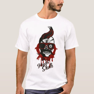 T-shirt tete de mort hipster crane skull moustache lunette