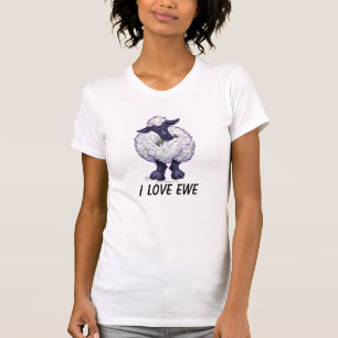 T-shirt Tête de mouton et queue J'aime Tee - shirts Ewe
