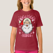 T-shirt Tête de Noël rose Retro Père Noël vibes pyjama (Devant)