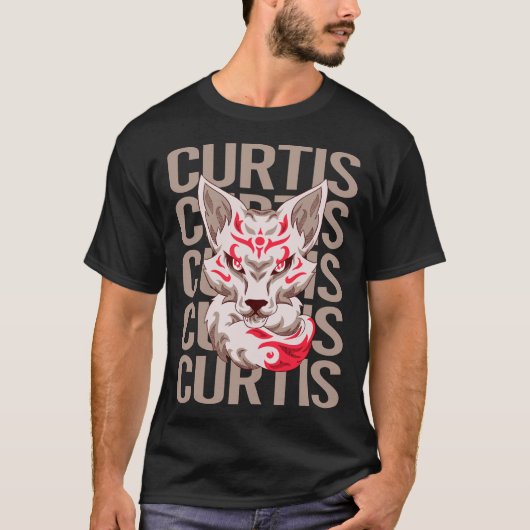 T-shirt Tête de renard - Nom Curtis (Devant)