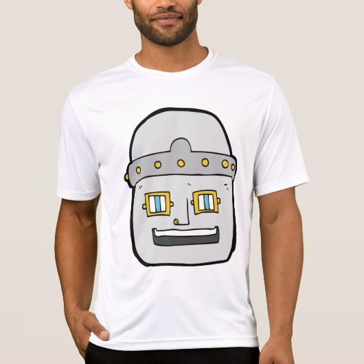 T-shirt Tête de Robot Argent Amical (Devant)