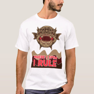 T-shirt Tête de serpent Poisson Où je nage je règne