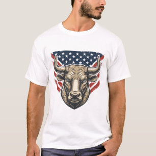 T-shirt Tête de taureau patriotique gravure vintage vector