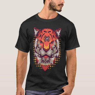 T-shirt Tête de Tigre Cyborg Chat Sauvage Graphique Tigre