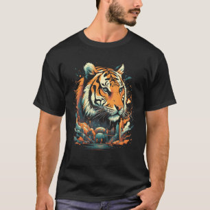 T-shirt Tête de tigre rétro vintage Faune pour chat Homme