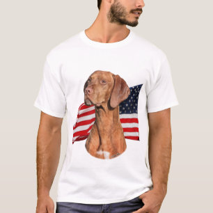 T-shirt Tête de Viszla avec la chemise de drapeau