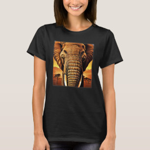T-shirt Tête d'éléphant motif animal imprimer oeuvre safar