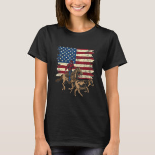 T-shirt Tête d'en-tête équestre du Rodéo Drapeau Usa
