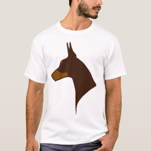 T-Shirt - Tête Doberman coupée en rouge et rouil