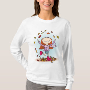 T-shirt Tête féminine amusante d'automne