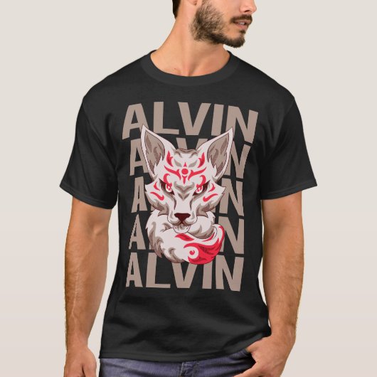 T-shirt Tête Fox - Nom Alvin (Devant)