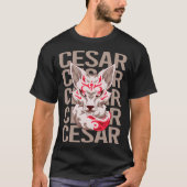 T-shirt Tête Fox - Nom César (Devant)
