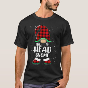T-shirt Tête Gnome Buffalo Plaid Correspondant Famille Noë