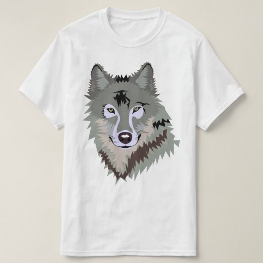 T-shirt Tete grise joyeuse d'animal Wolf (Design devant)