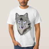T-shirt Tete grise joyeuse d'animal Wolf (Devant)