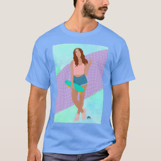 T-shirt Tête rouge cool avec skate